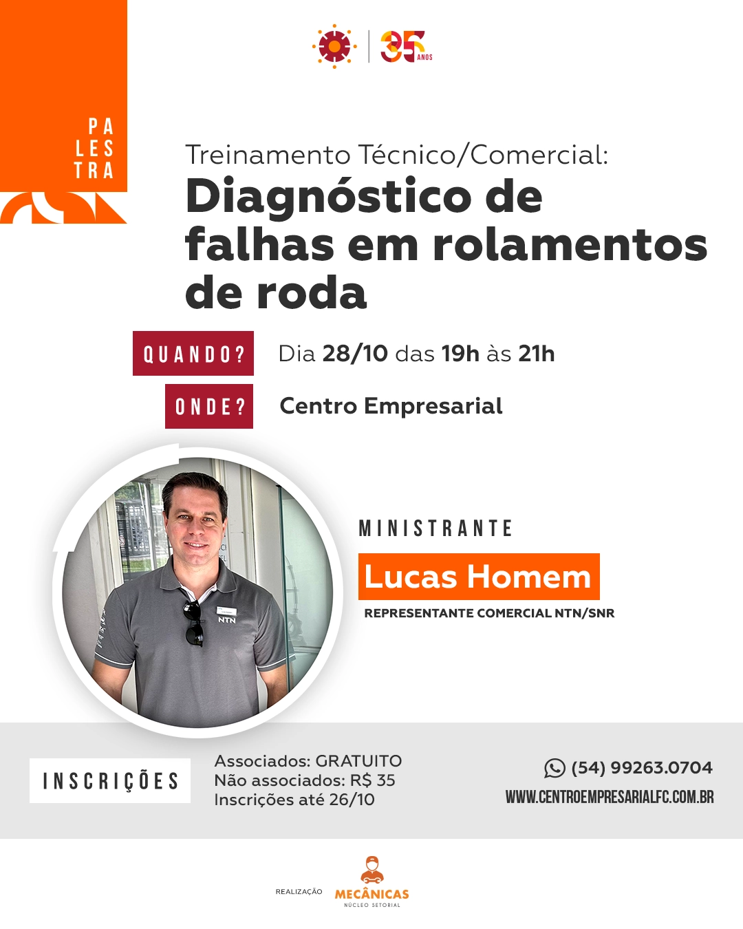 Palestra: Diagnóstico de falhas em rolamentos de roda