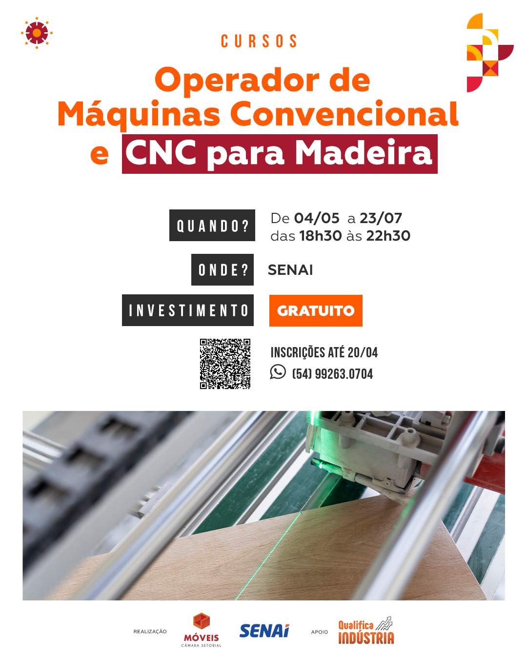 Curso Operador de Máquinas Convencional e CNC Para Madeira
