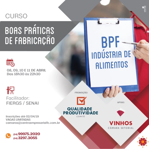 Curso de Boas Práticas de Fabricação - VAGAS LIMITADAS!