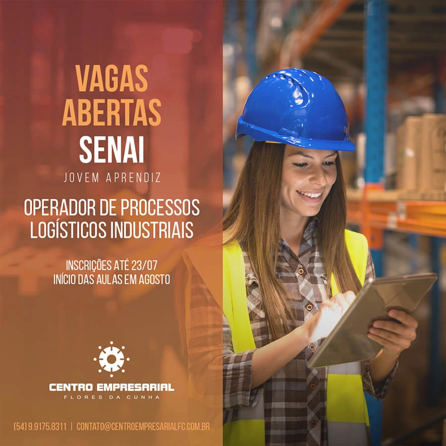 Inscrições Abertas o curso de Operador de Processos Logísticos Industriais do SENAI – Jovem Aprendiz