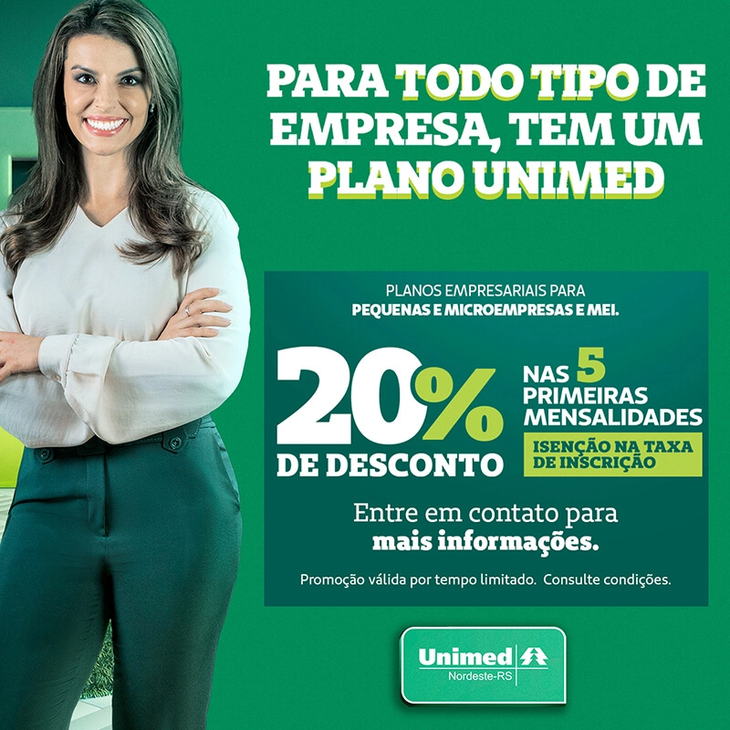 Ganhe 20% de desconto nas primeiras 5 mensalidades contratando planos de saúde empresariais Unimed pelo CE