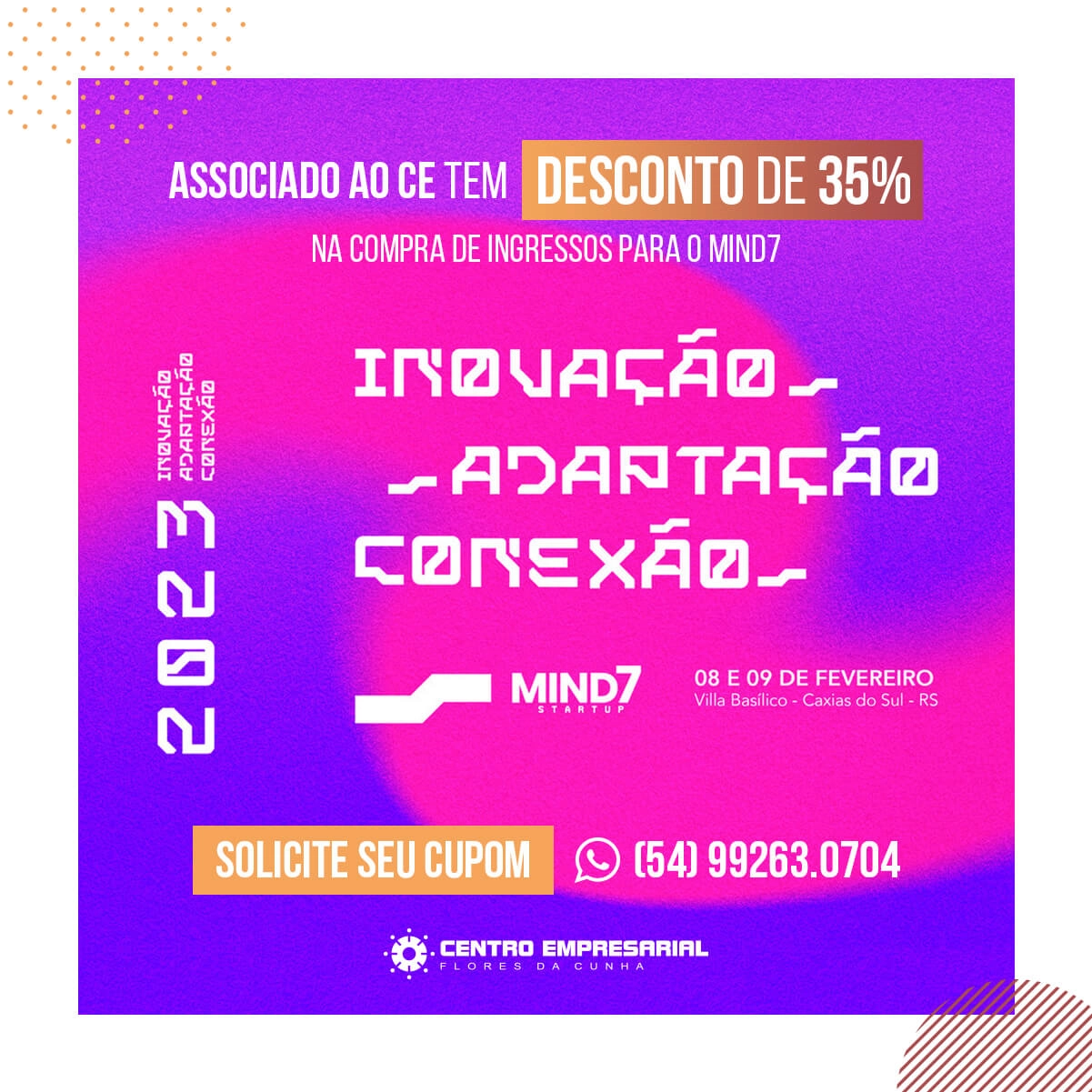 Associado terá 35% de desconto na compra de ingressos para o Mind7 2023