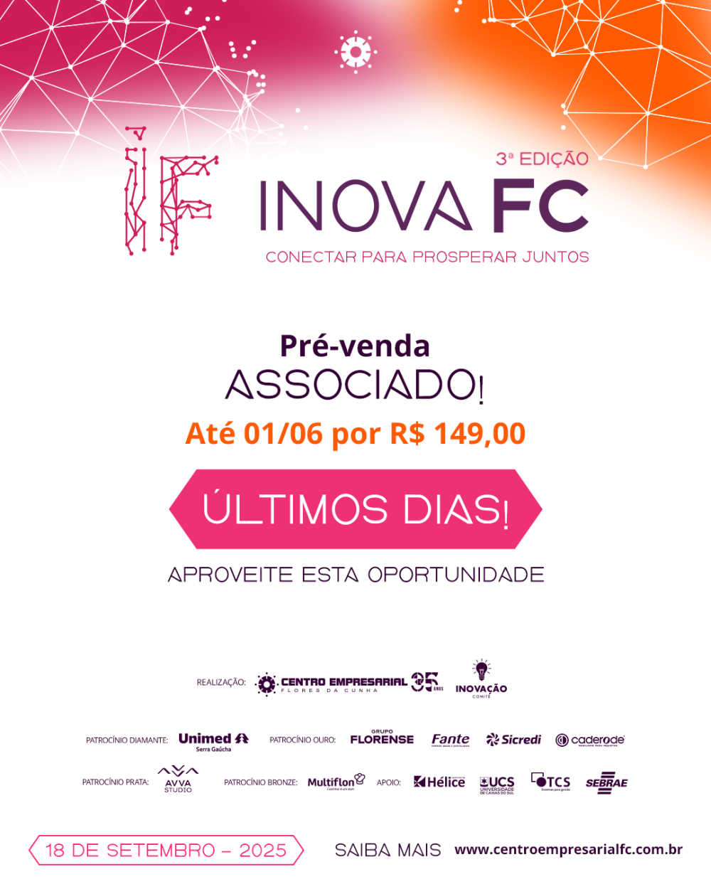 Últimos dias para garantir seu ingresso do InovaFC por R$ 149 – pré-venda exclusiva para associados válida até 1º de junho!