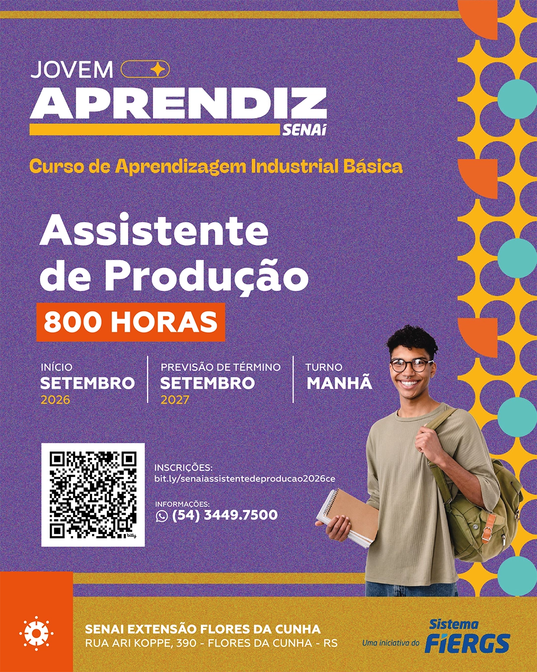 SENAI Flores da Cunha abre inscrições para curso de Assistente de Produção